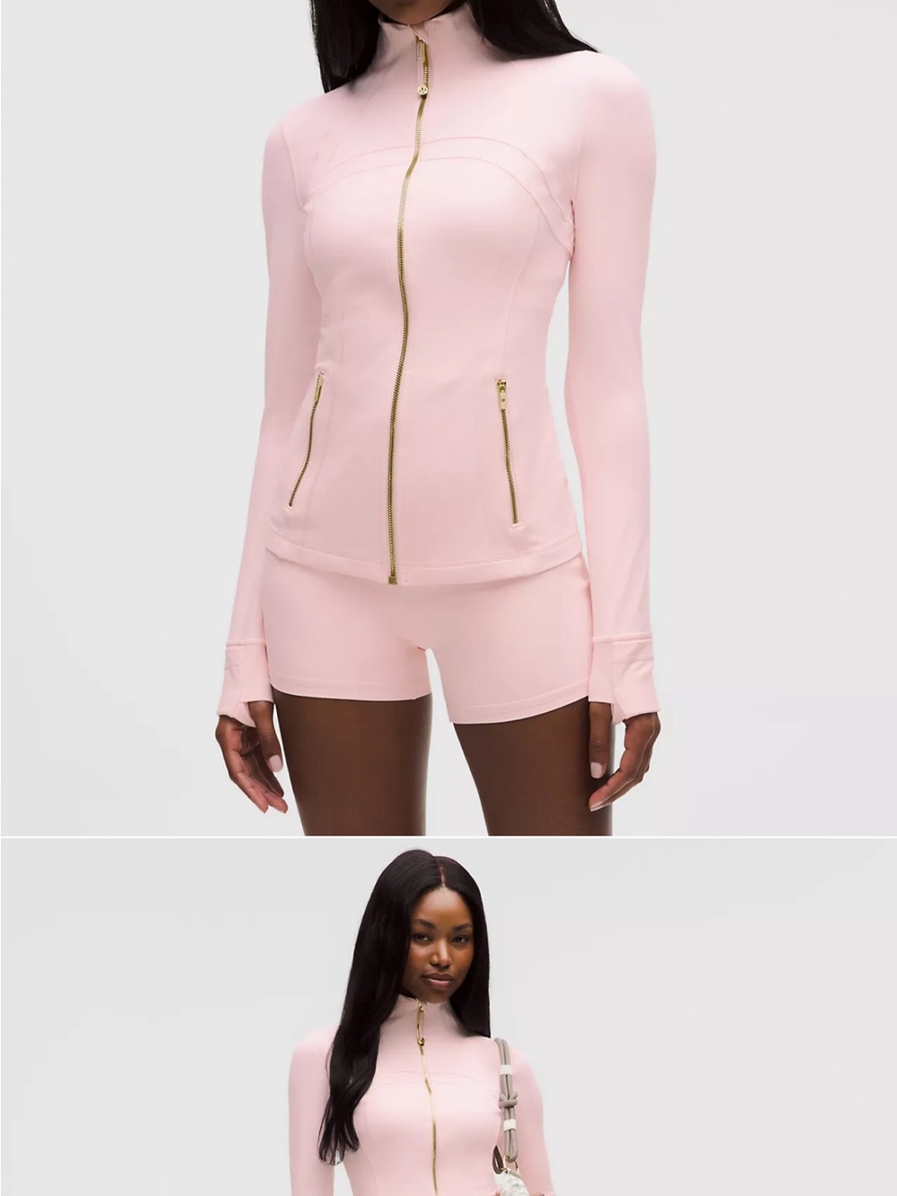 lululemon athletica Light Pink Full-Zip Jacket with Gold Zippers